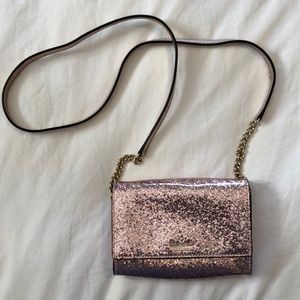 Kate Spade rose gold glitter crossbody bag